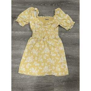 Abercrombie & Fitch Floral Print Mini Dress Yellow Sz Medium Cottagecore